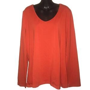 Long Tall Sally Basics Long Sleeve V-Neck Orange Size Small